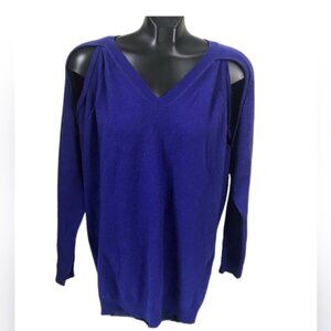 John +Jenn NEW Crew Neck Open Shoulder CutOut Sweater Tunic Top Soft Knit Soft S